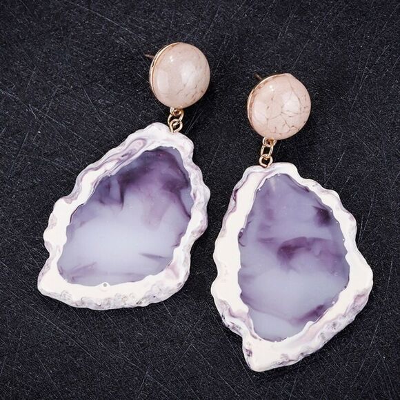 Anthropologie Jewelry - Acrylic Stone Purple Earrings
